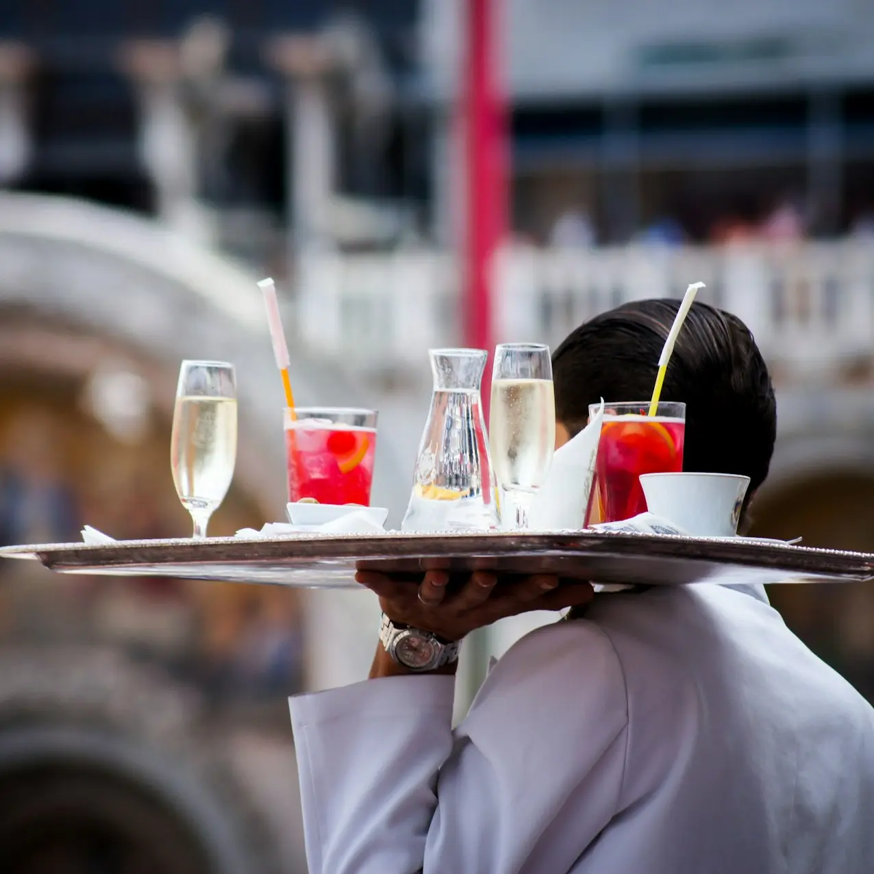 waiter serving beverages